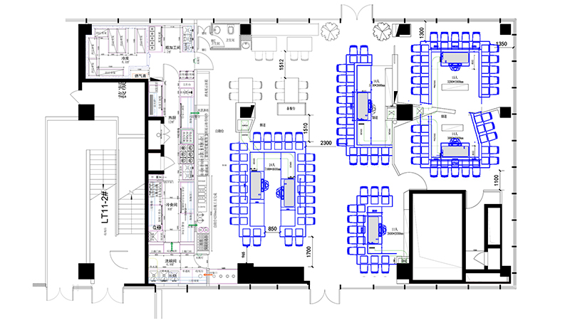 6臺(tái)長(zhǎng)方形鐵板燒設(shè)備的CAD圖紙?jiān)O(shè)計(jì)方案