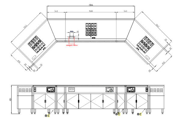 出口印尼，7臺(tái)異形定制鐵板燒設(shè)備，CAD圖紙+設(shè)備發(fā)貨圖